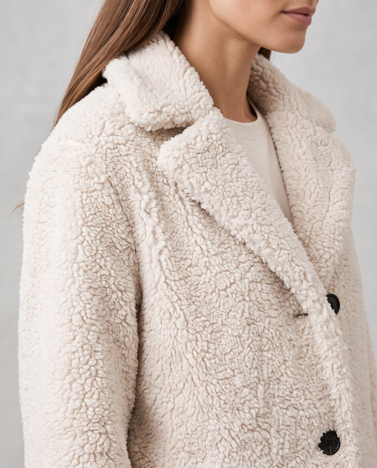 Esme | Polished Knee Length Faux Fur Coat with Notch Lapel