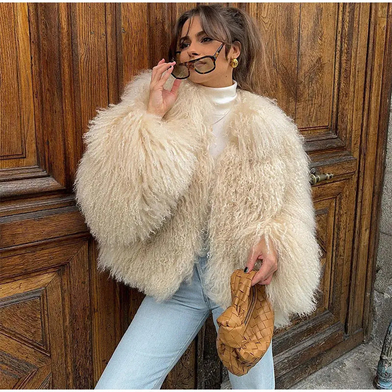 Esme | Refined Shaggy Faux Fur Coat with High Collar
