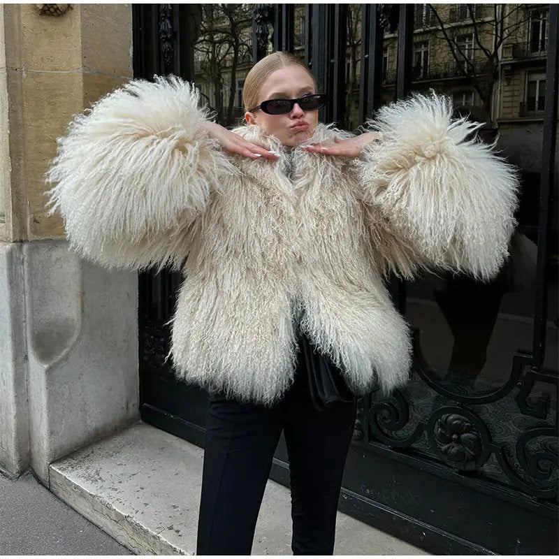 Esme | Refined Shaggy Faux Fur Coat with High Collar