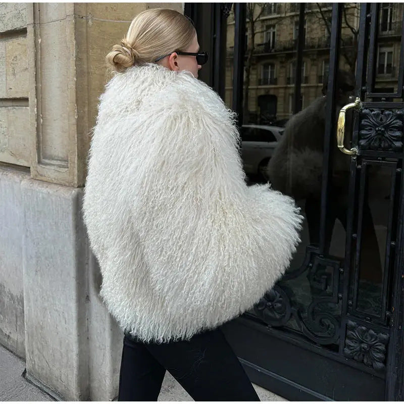 Esme | Refined Shaggy Faux Fur Coat with High Collar