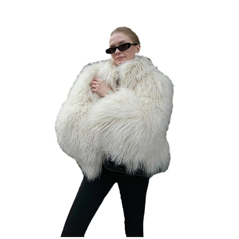 Esme | Refined Shaggy Faux Fur Coat with High Collar