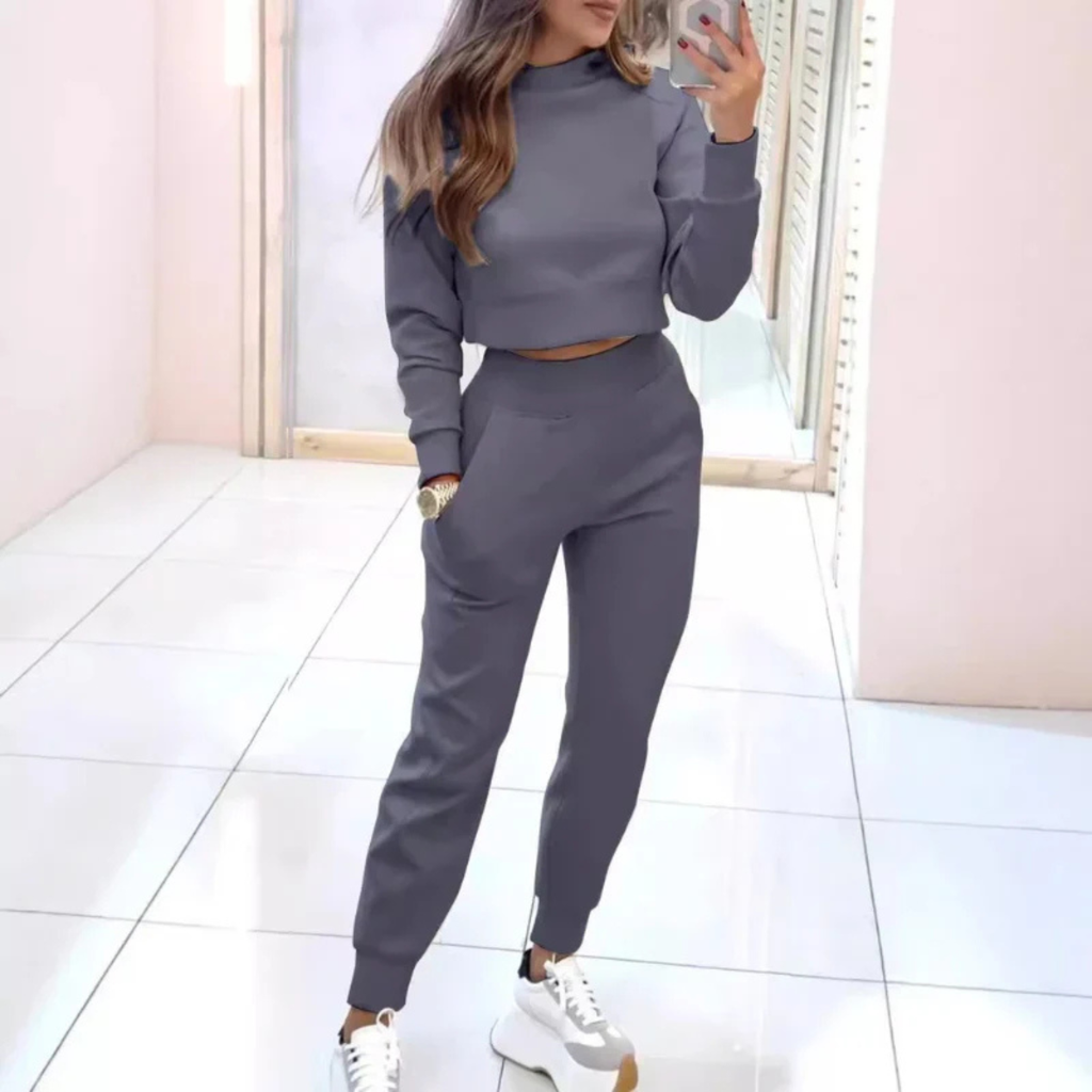 Esme | Stylish Cropped Sweater Two Piece Jogger Tracksuit