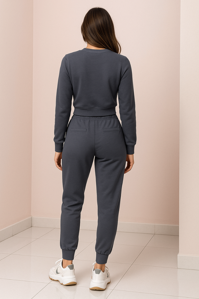 Esme | Stylish Cropped Sweater Two Piece Jogger Tracksuit