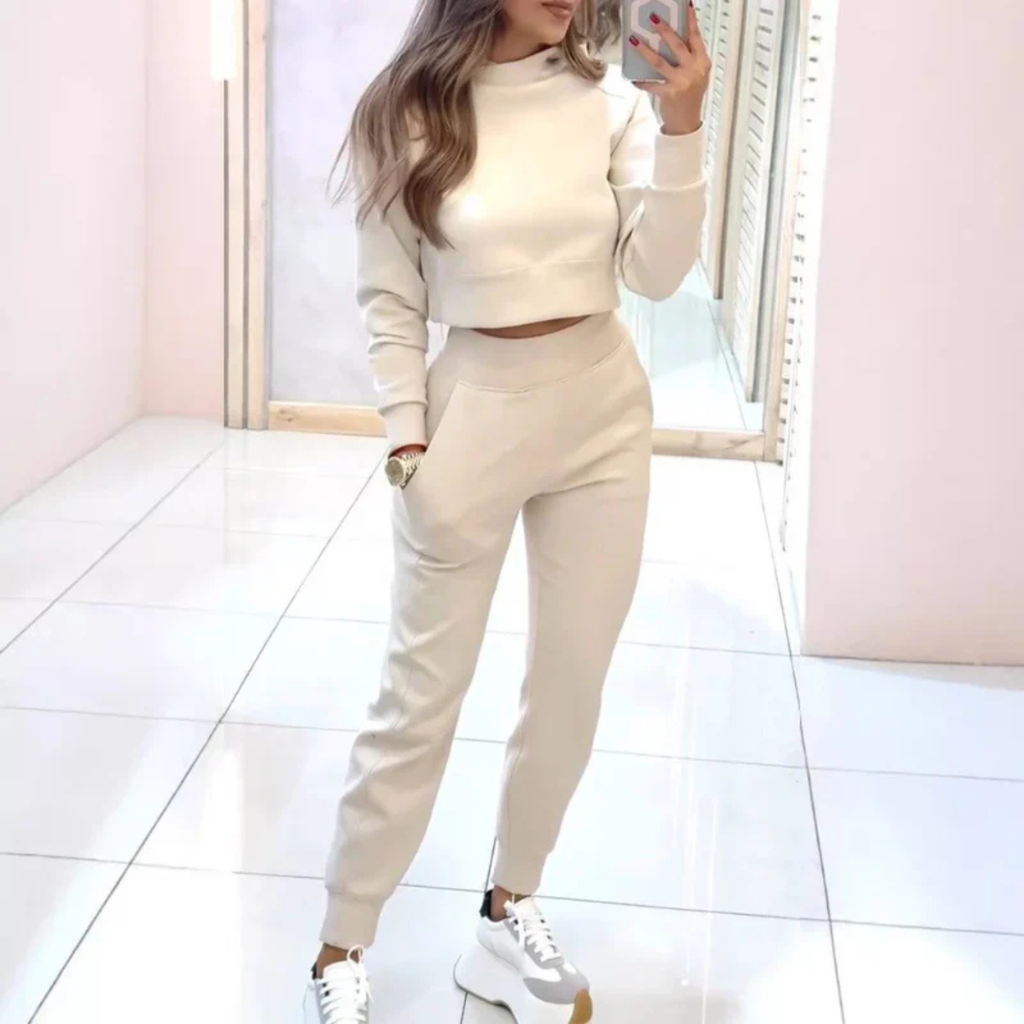 Esme | Stylish Cropped Sweater Two Piece Jogger Tracksuit