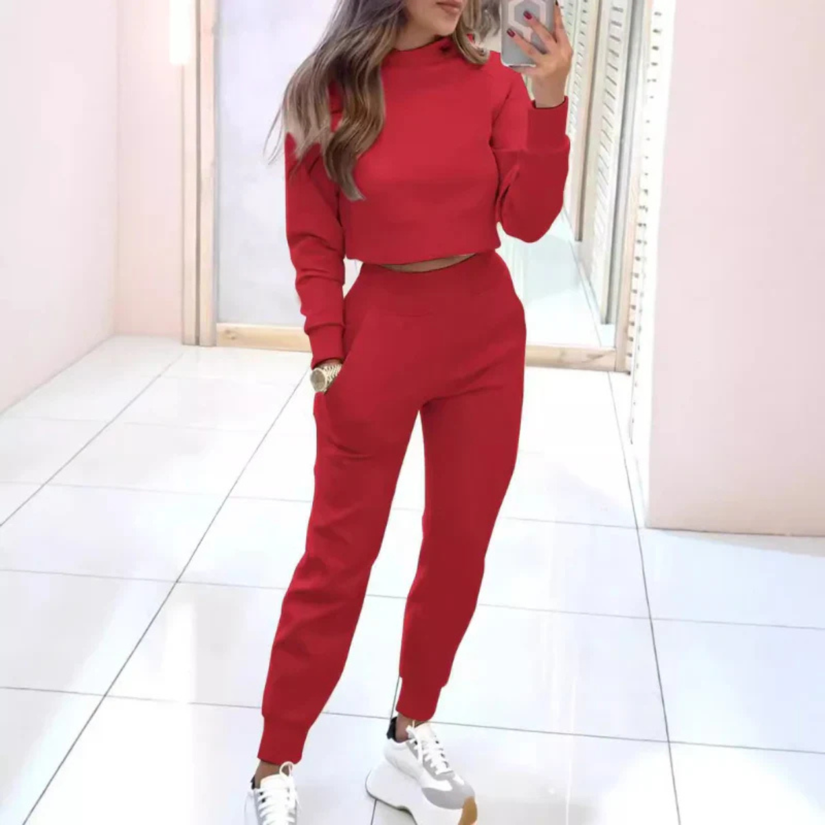 Esme | Stylish Cropped Sweater Two Piece Jogger Tracksuit