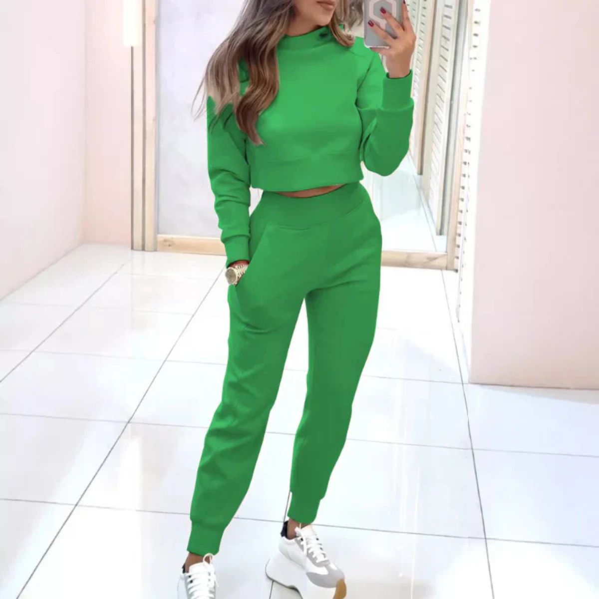 Esme | Stylish Cropped Sweater Two Piece Jogger Tracksuit