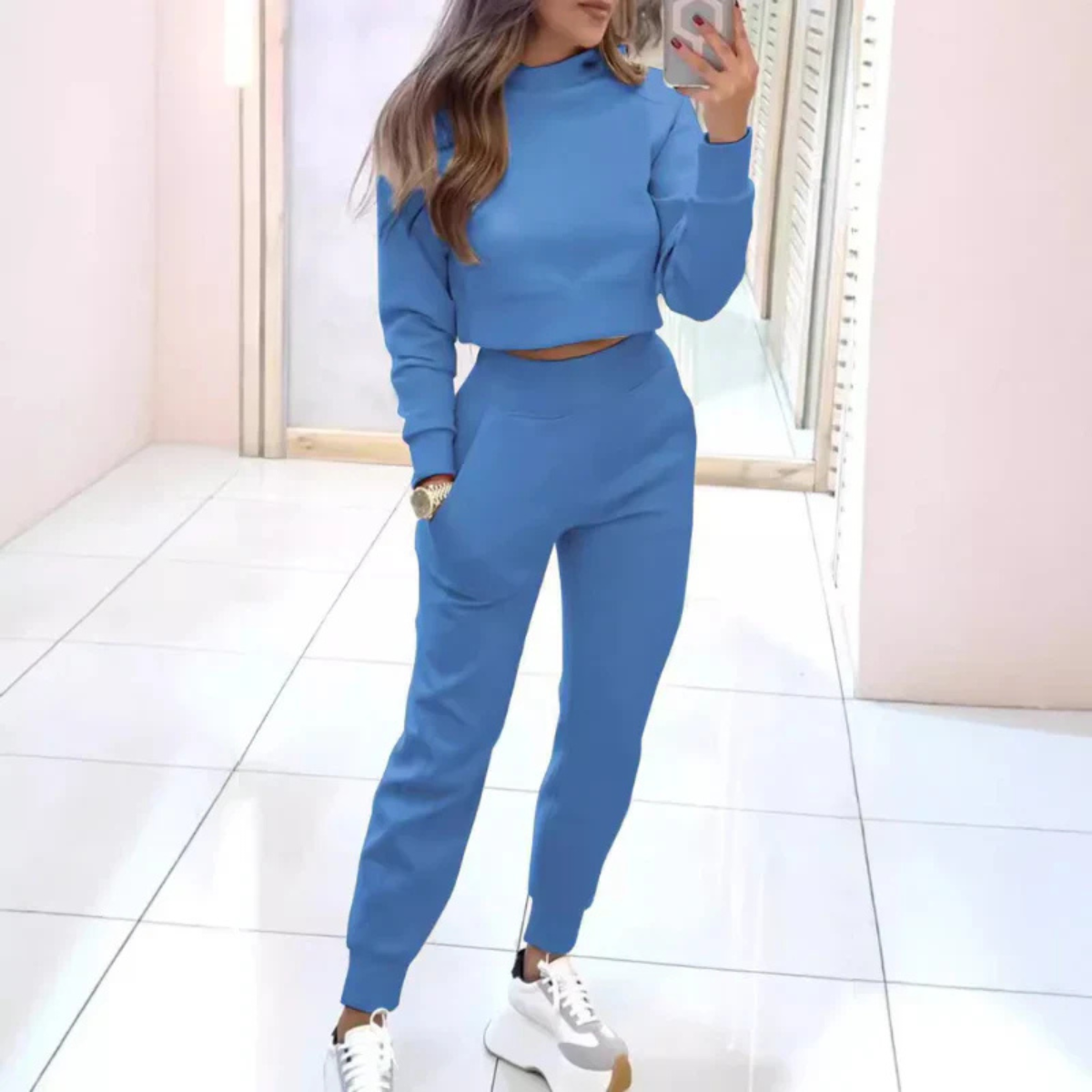 Esme | Stylish Cropped Sweater Two Piece Jogger Tracksuit