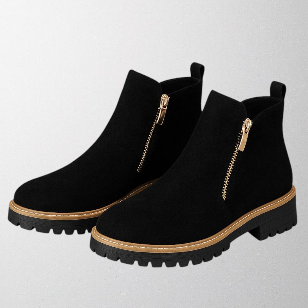 Esme | Timeless Round Toe Ankle Boots with Chunky Lug Sole