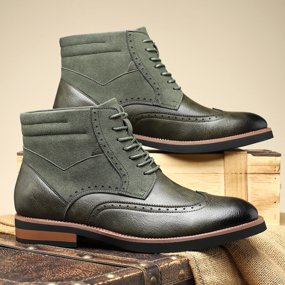 Ethan | Classic Lace-Up Wingtip Brogue Mens Boots