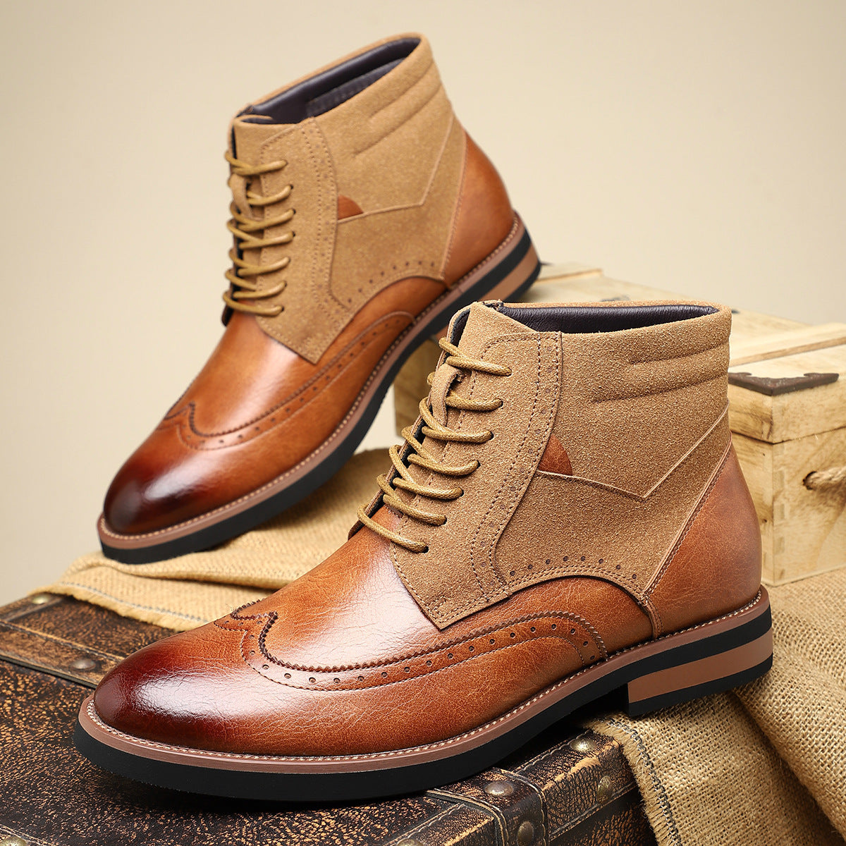 Ethan | Classic Lace-Up Wingtip Brogue Mens Boots