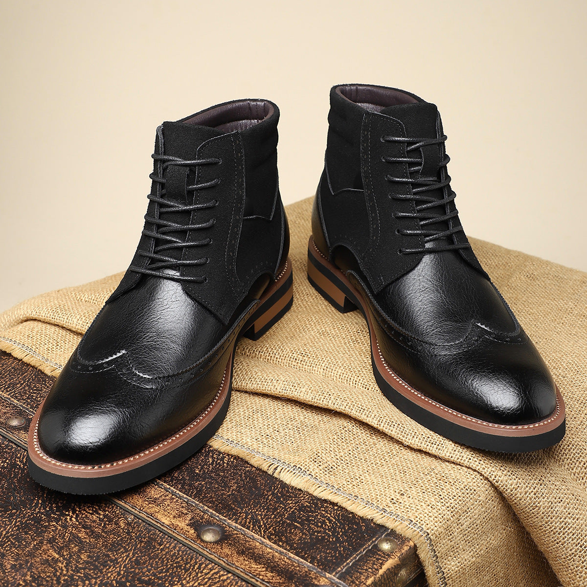 Ethan | Classic Lace-Up Wingtip Brogue Mens Boots
