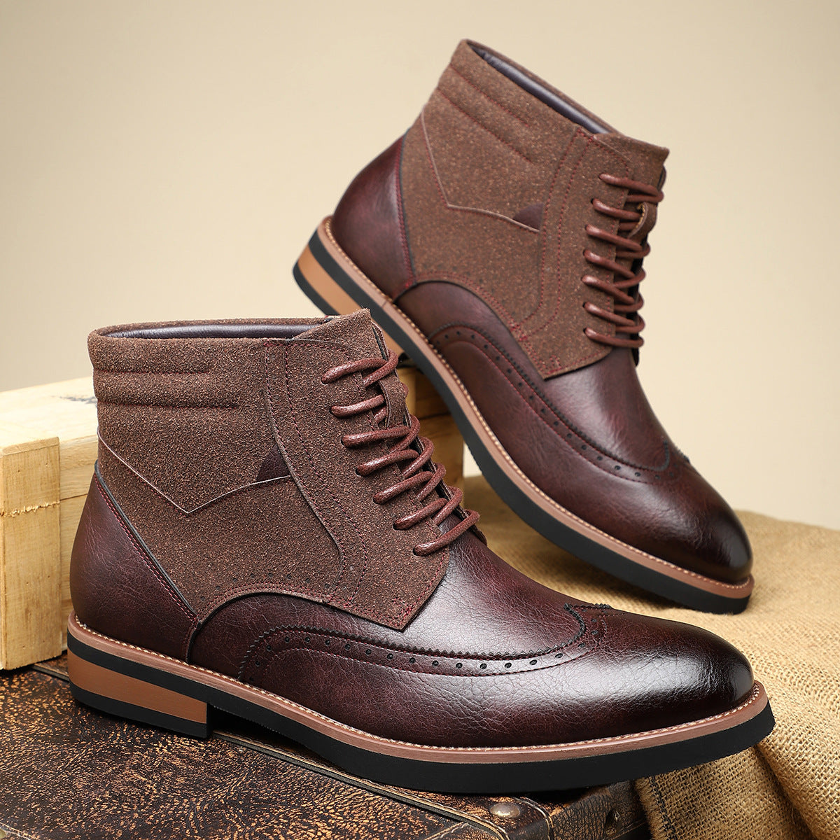 Ethan | Classic Lace-Up Wingtip Brogue Mens Boots