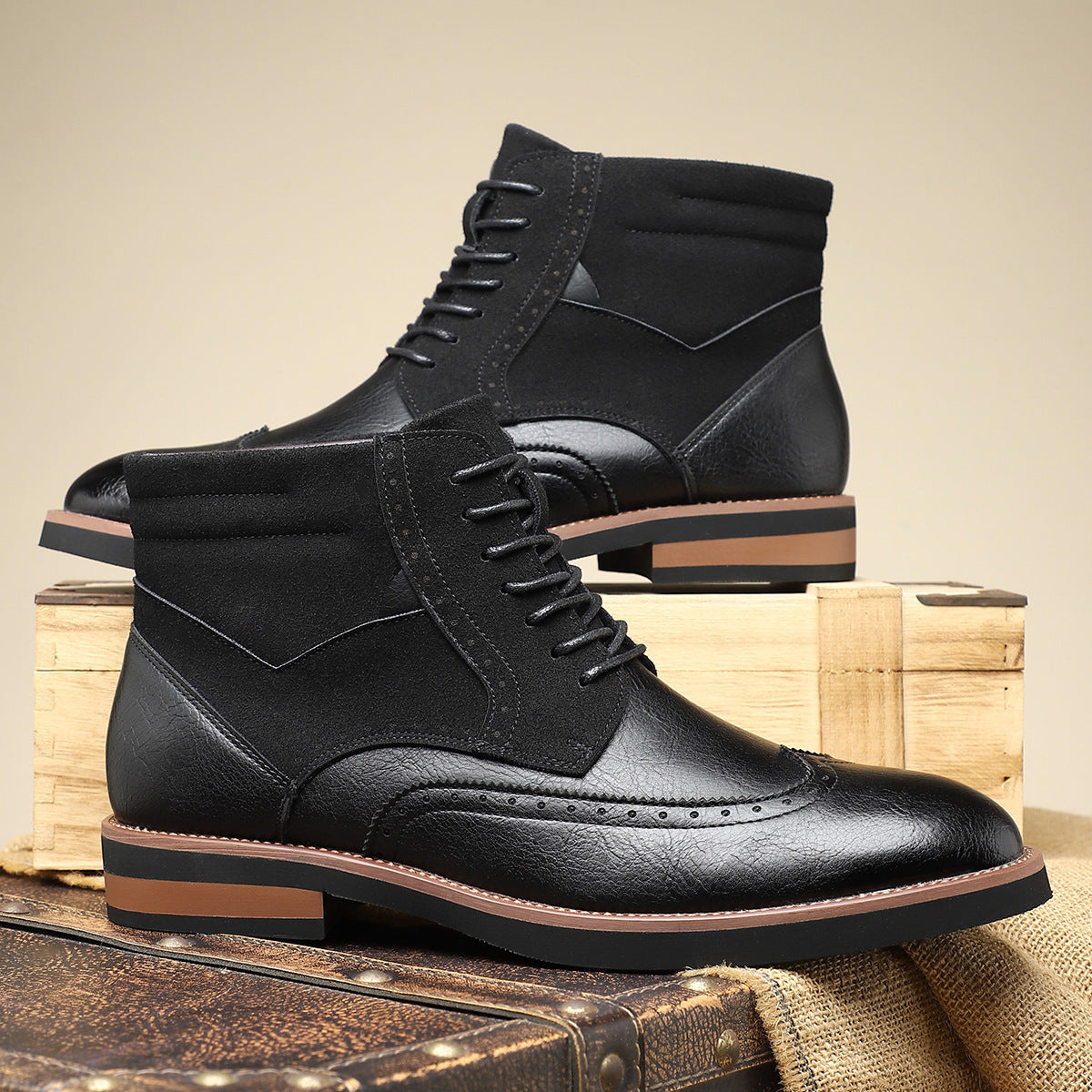 Ethan | Classic Lace-Up Wingtip Brogue Mens Boots