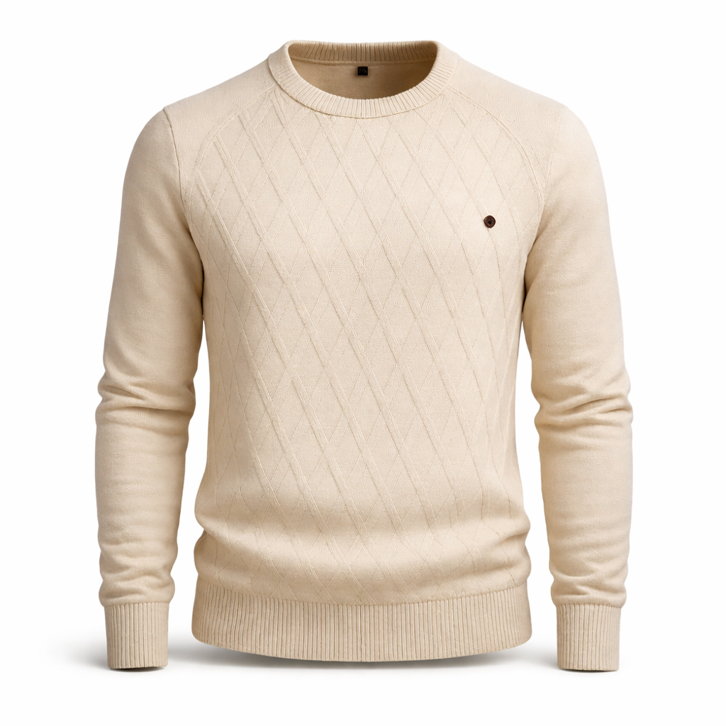 Ethan | Diamond Pattern Crew Neck Mens Knit Jumper