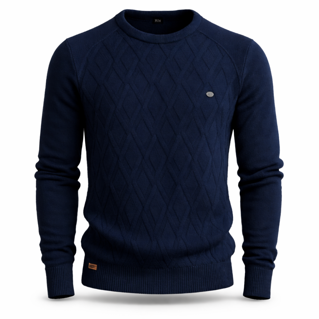 Ethan | Diamond Pattern Crew Neck Mens Knit Jumper