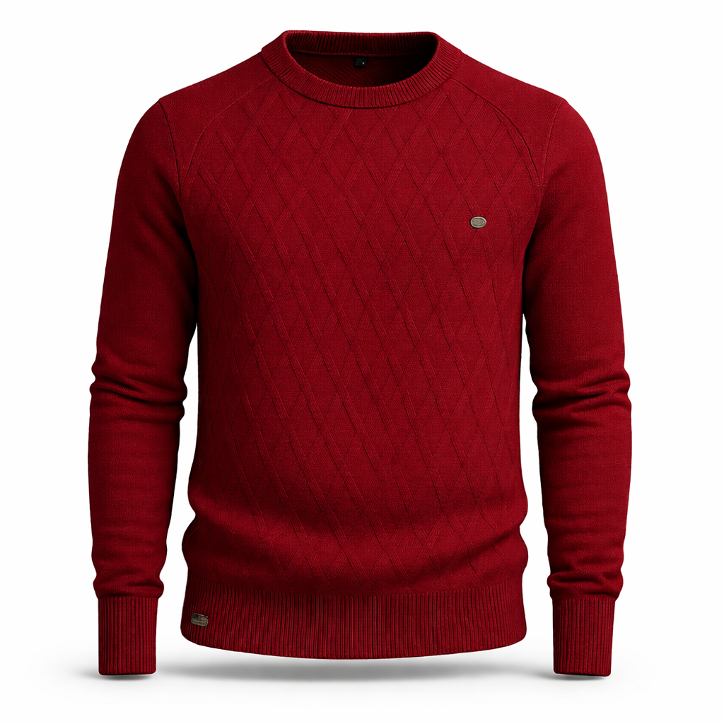 Ethan | Diamond Pattern Crew Neck Mens Knit Jumper