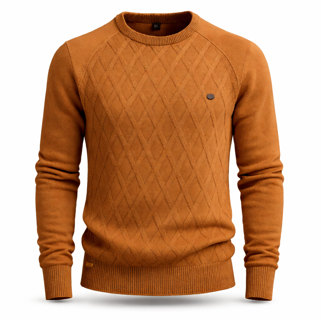 Ethan | Diamond Pattern Crew Neck Mens Knit Jumper