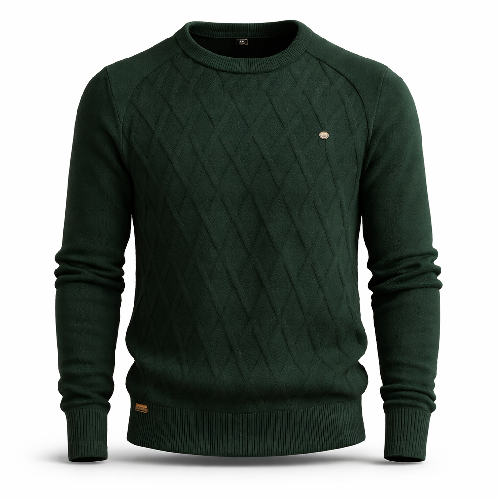Ethan | Diamond Pattern Crew Neck Mens Knit Jumper