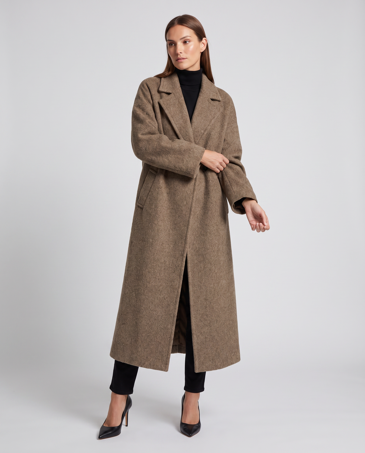 Eva | Classic Double Breasted Longline Wool Coat