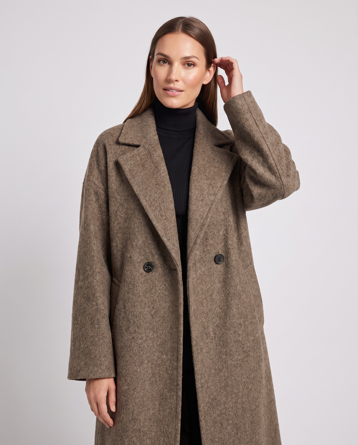 Eva | Classic Double Breasted Longline Wool Coat