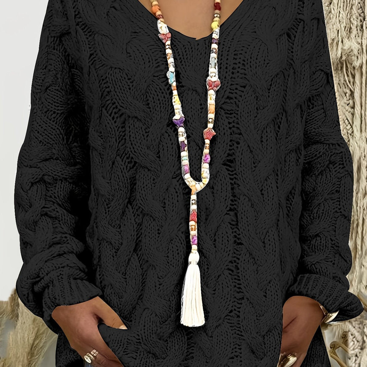 Eva | Sophisticated Cable-Knit V-Neck Christmas Jumper for Women