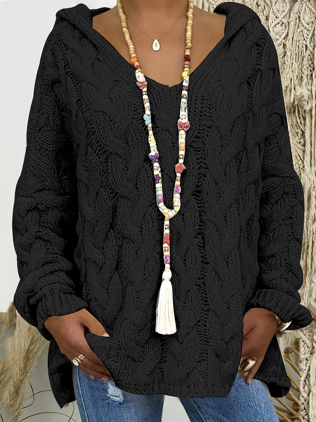 Eva | Sophisticated Cable-Knit V-Neck Christmas Jumper for Women