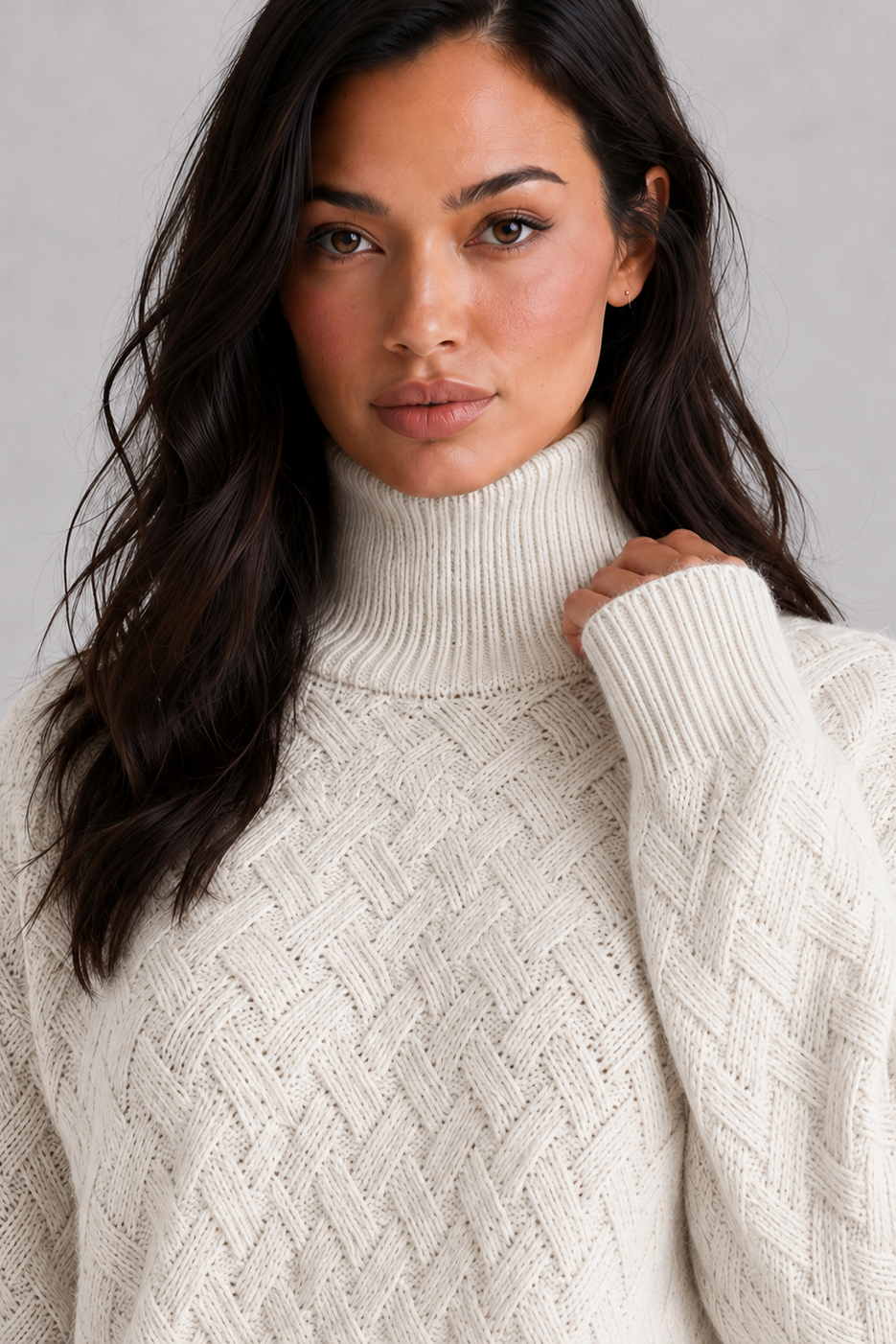 Eva | Textured Roll Neck Womens Knit Jumper