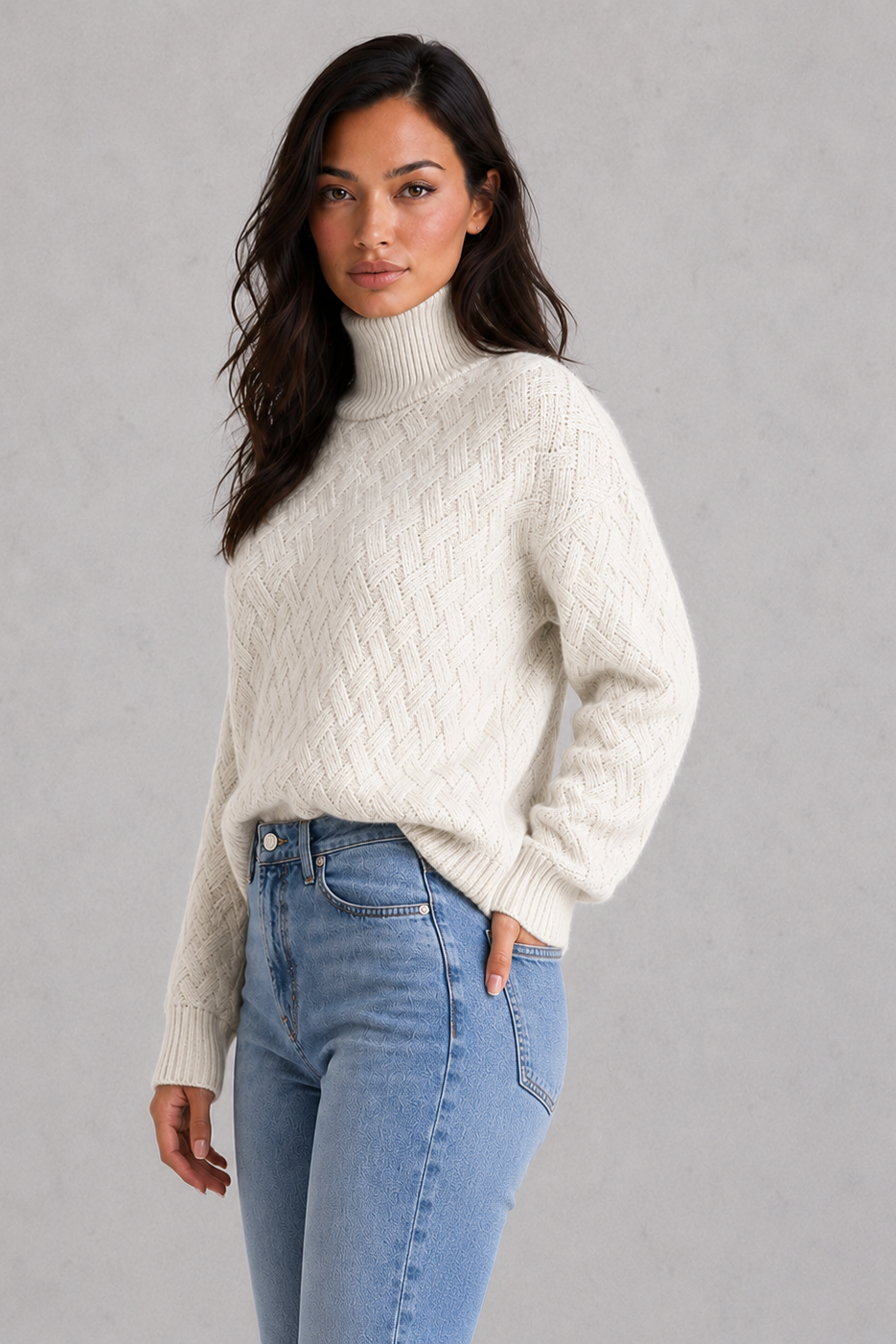 Eva | Textured Roll Neck Womens Knit Jumper