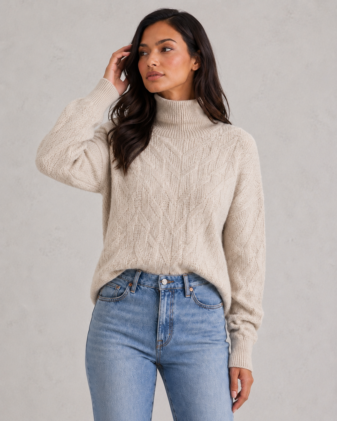 Eva | Textured Roll Neck Womens Knit Jumper