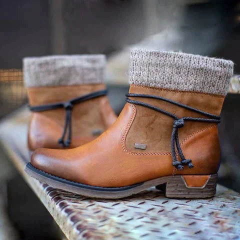 Eva | Timeless Knitted Cuff Ankle Snow Boots