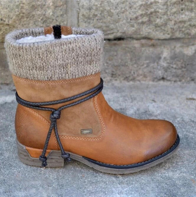 Eva | Timeless Knitted Cuff Ankle Snow Boots