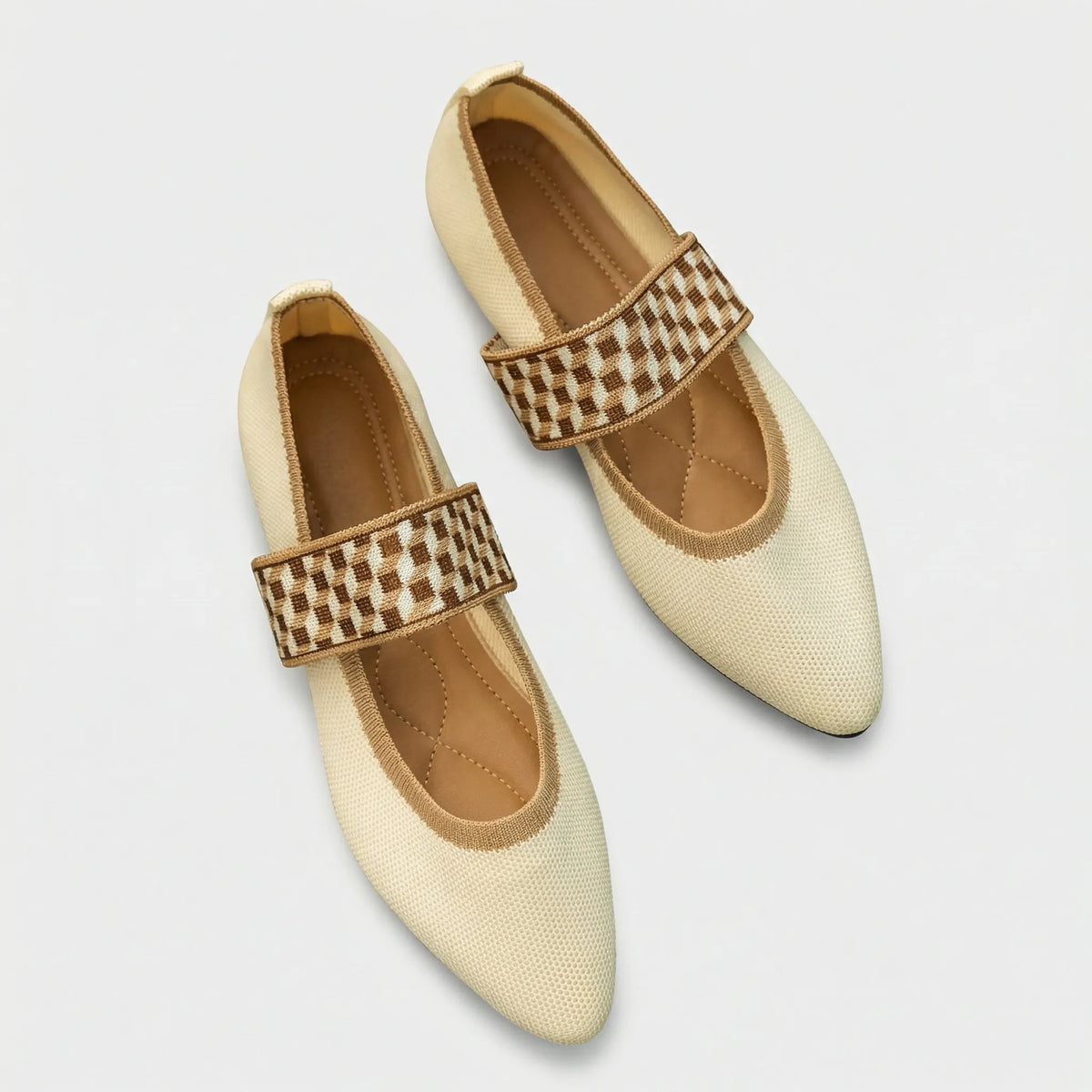 Evelyn | Relaxed Checkered Strap Pointed Toe Mary Jane Shoes