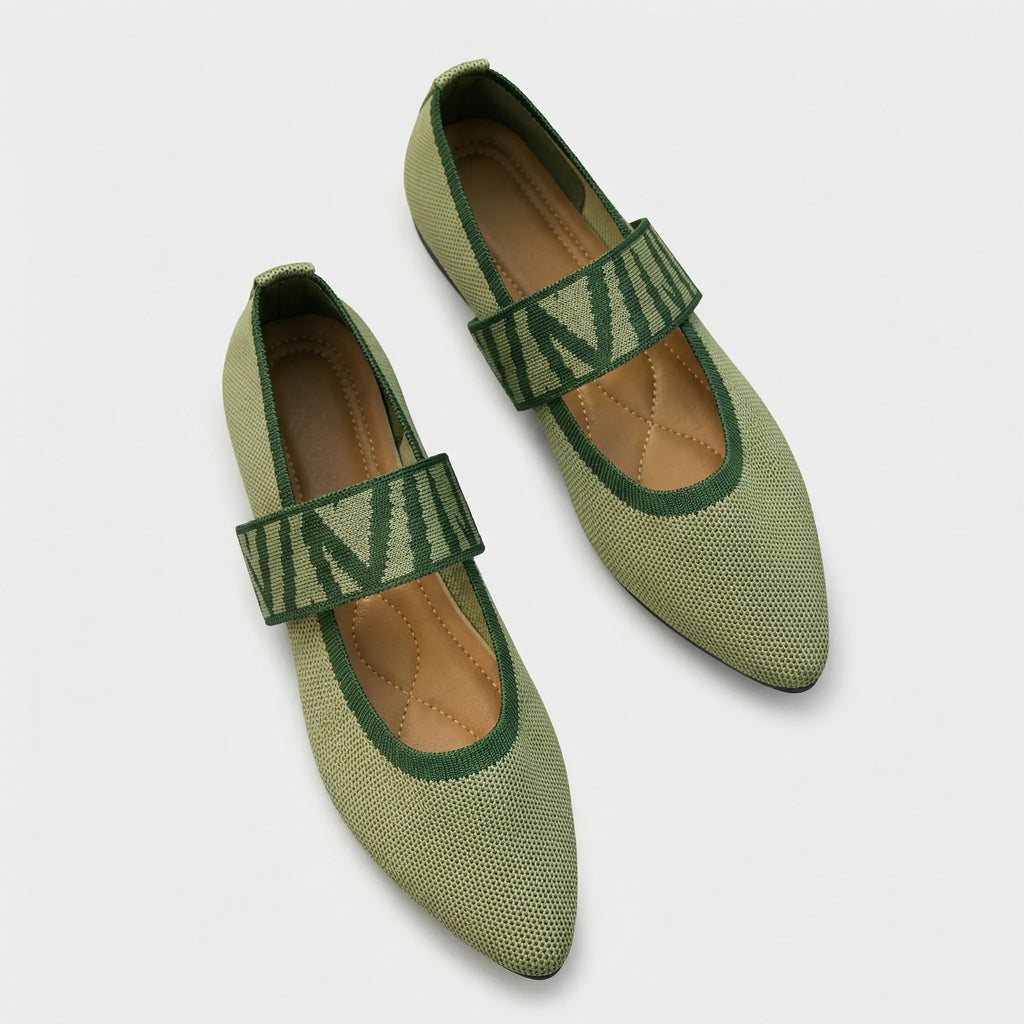 Evelyn | Relaxed Checkered Strap Pointed Toe Mary Jane Shoes