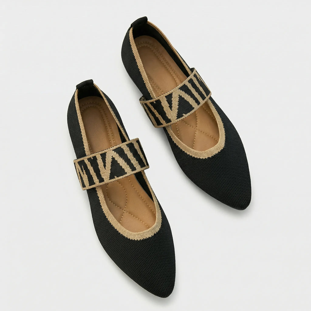 Evelyn | Relaxed Checkered Strap Pointed Toe Mary Jane Shoes