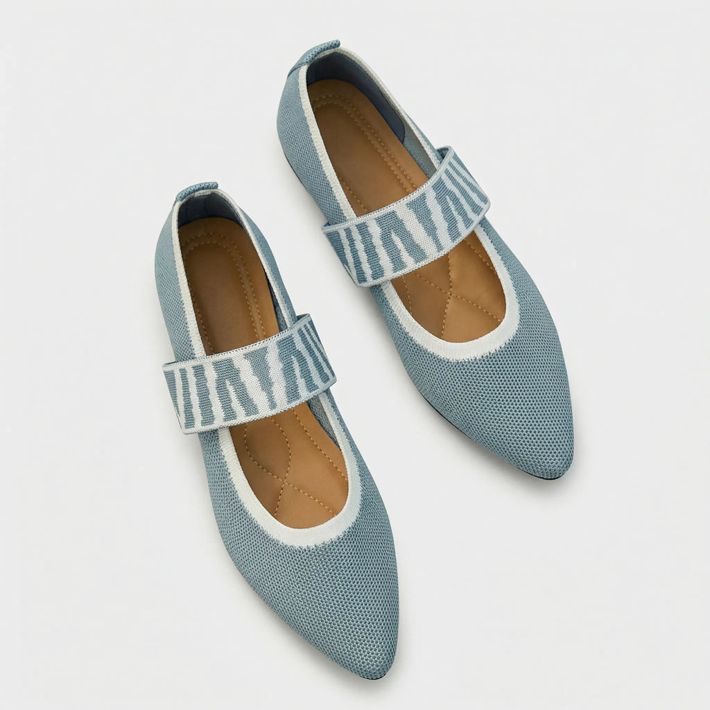 Evelyn | Relaxed Checkered Strap Pointed Toe Mary Jane Shoes