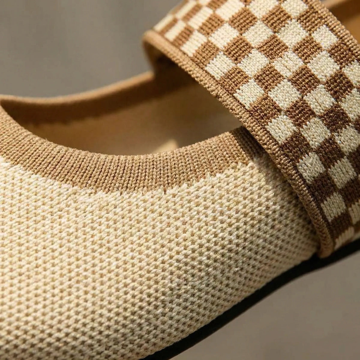 Evelyn | Relaxed Checkered Strap Pointed Toe Mary Jane Shoes