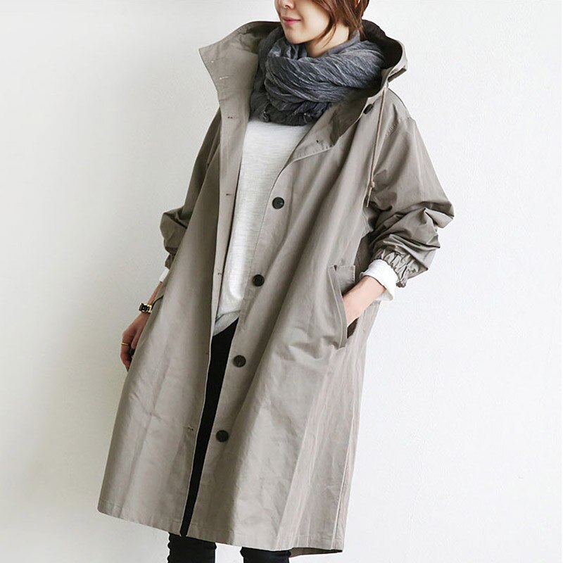 Evelyn | Sophisticated Hooded Longline Trench Coat