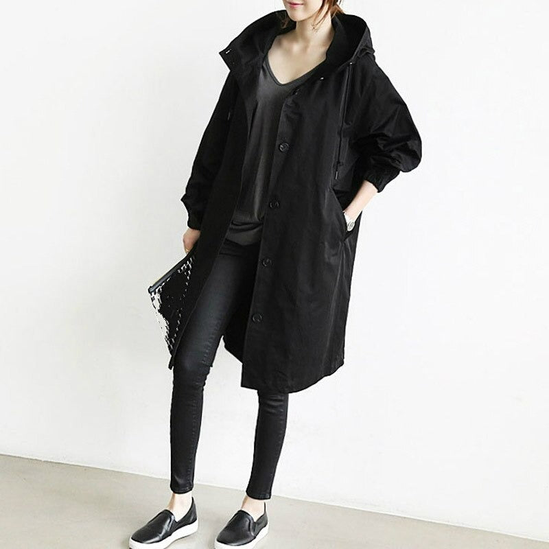 Evelyn | Sophisticated Hooded Longline Trench Coat
