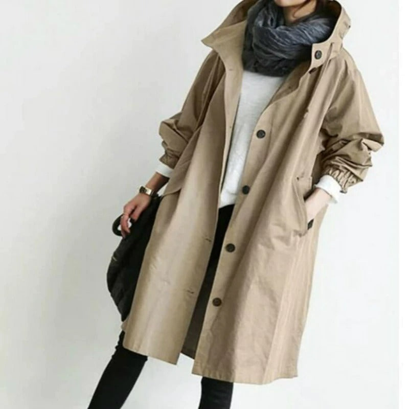Evelyn | Sophisticated Hooded Longline Trench Coat