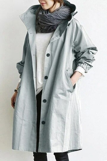 Evelyn | Sophisticated Hooded Longline Trench Coat
