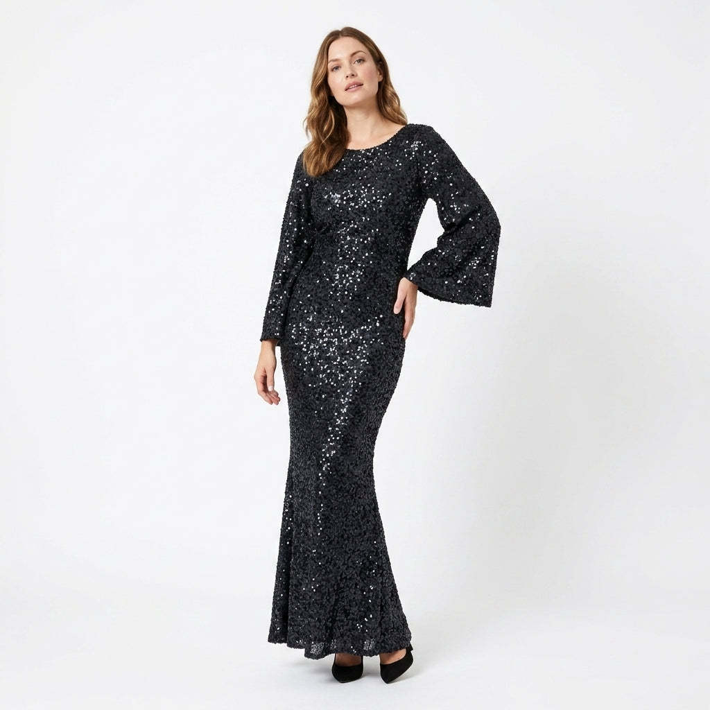 Evie | Cosy Sparkly Sequin Mermaid Christmas Dress
