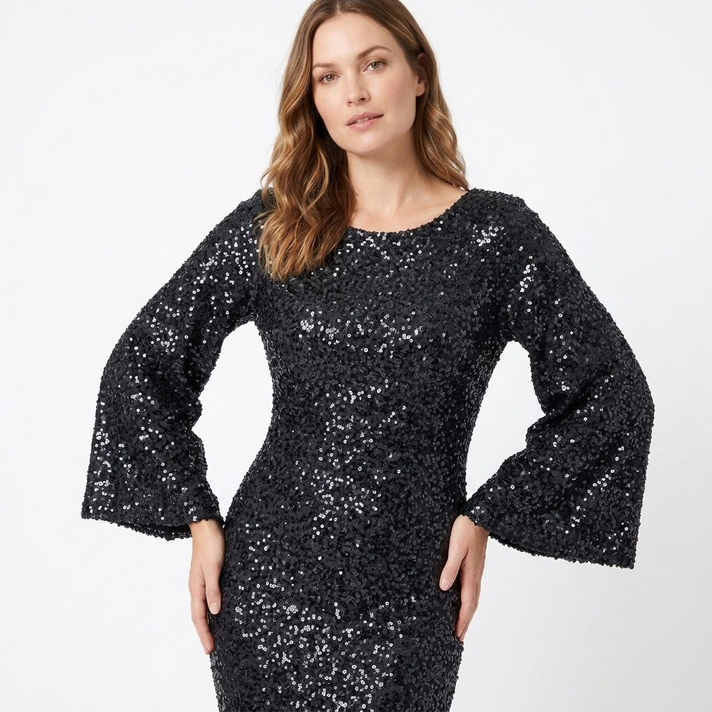 Evie | Cosy Sparkly Sequin Mermaid Christmas Dress
