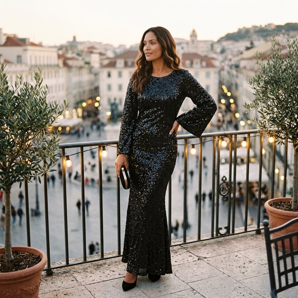 Evie | Cosy Sparkly Sequin Mermaid Christmas Dress