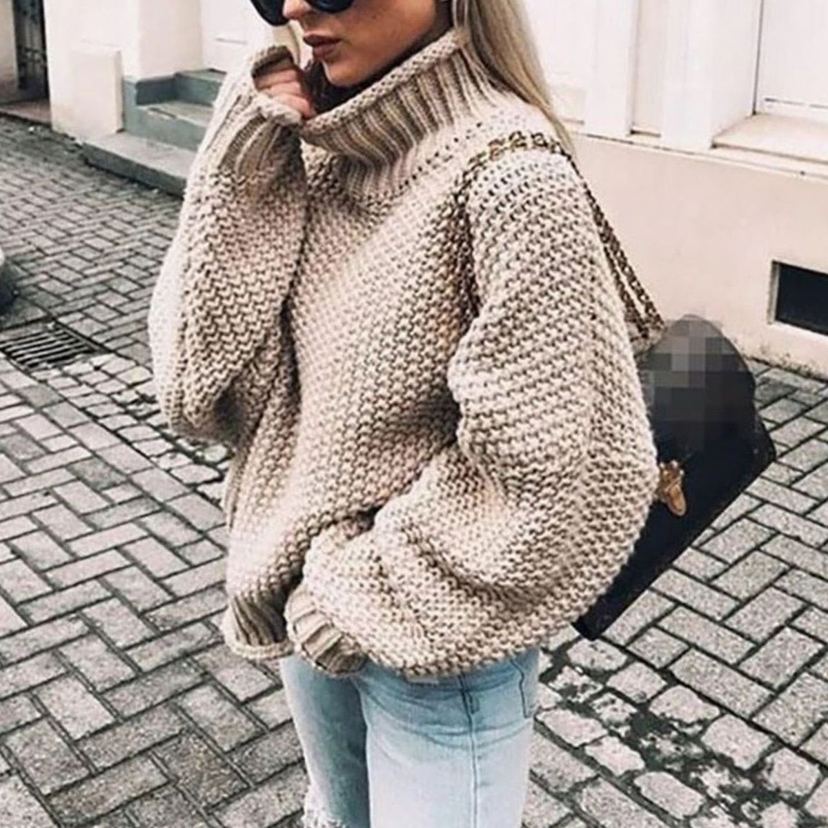 Evie | Oversized Chunky Roll Neck Womens Knit Jumper