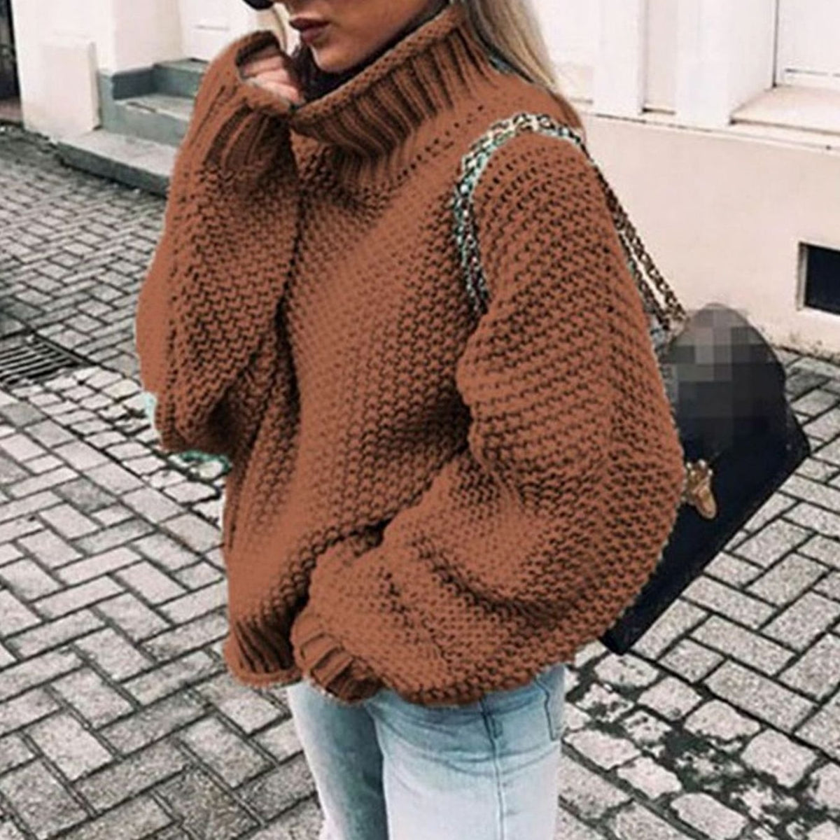 Evie | Oversized Chunky Roll Neck Womens Knit Jumper