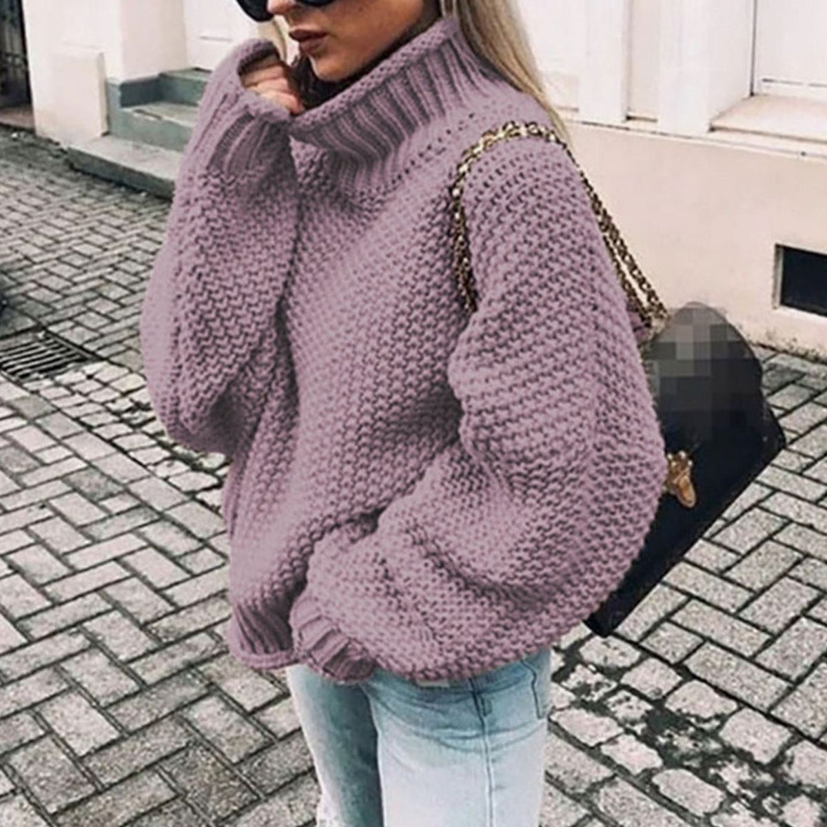 Evie | Oversized Chunky Roll Neck Womens Knit Jumper