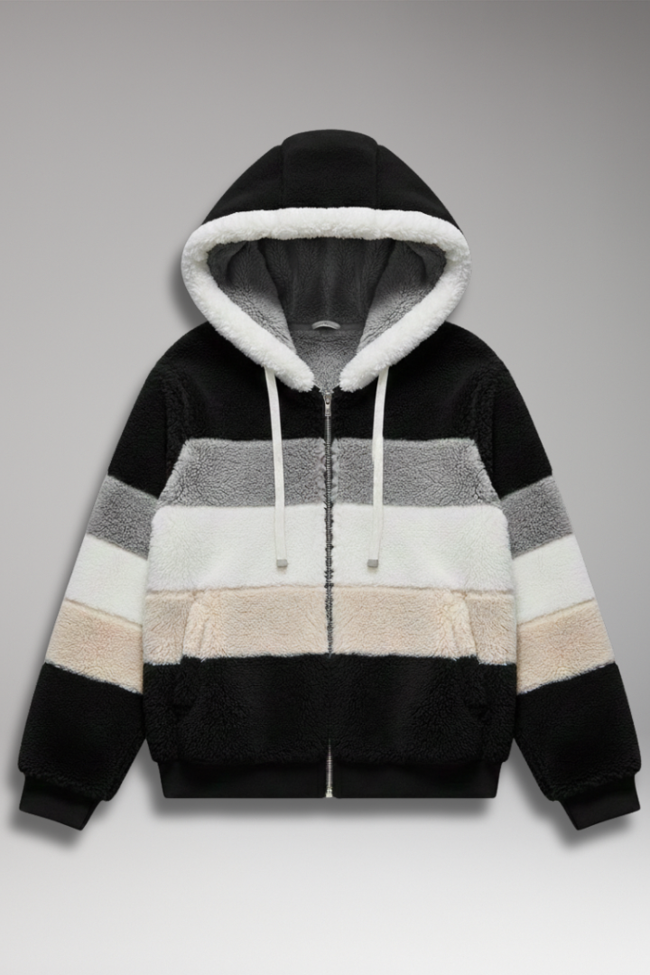 Evie | Stylish Colour Block Hooded Fleece Jacket