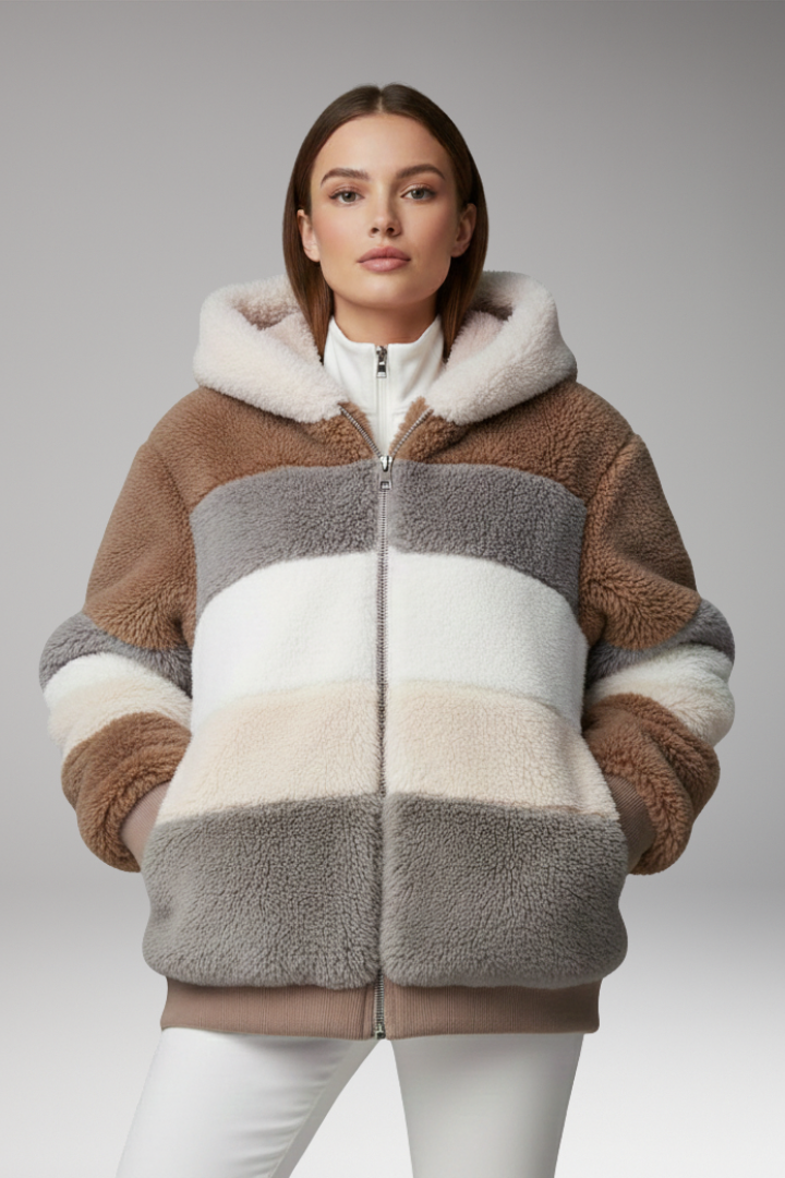 Evie | Stylish Colour Block Hooded Fleece Jacket