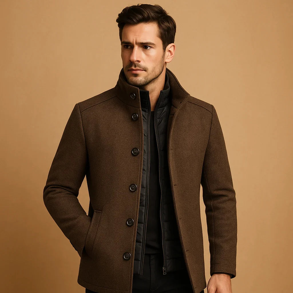 Felix | Elegant Mandarin Collar Wool Coat
