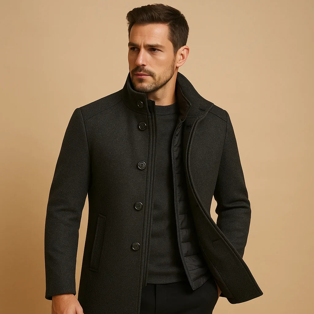 Felix | Elegant Mandarin Collar Wool Coat